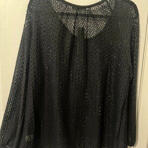 NWT NALLY & MILLIE BLACK LACE LONG SLEEVE TOP SZ one size